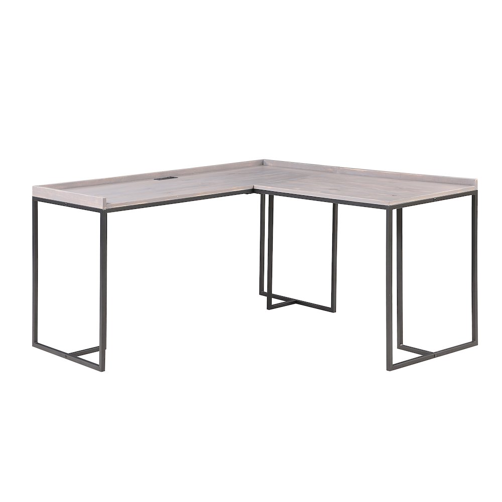 Timor Modern Wood Corner Computer Desk with USB in Gray. Picture 1