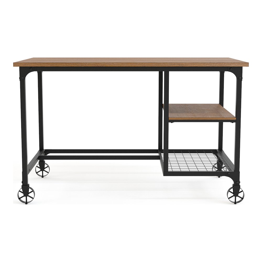 Amtex Metal Computer Desk with Casters in Antique Black. Picture 2