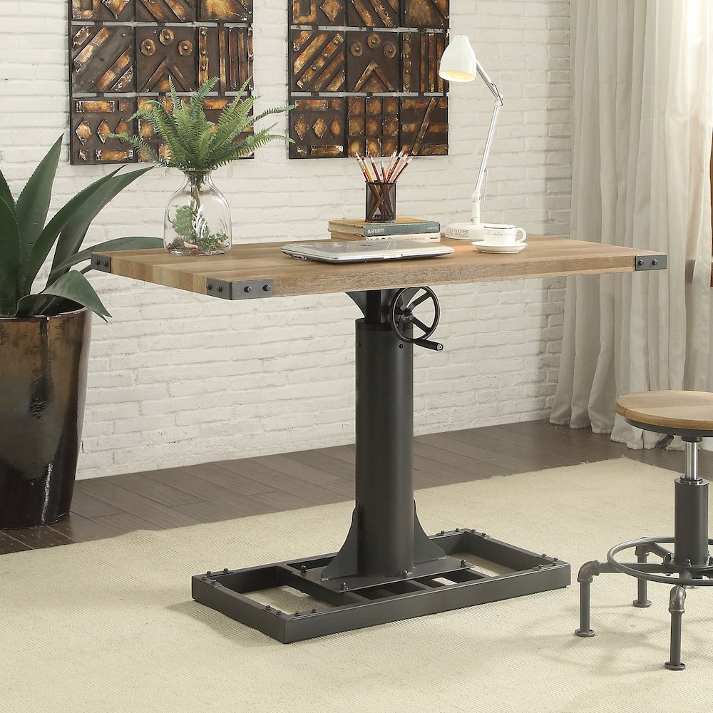 Ziaz Metal Adjustable Standing Desk with USB in Sand Black. Picture 2