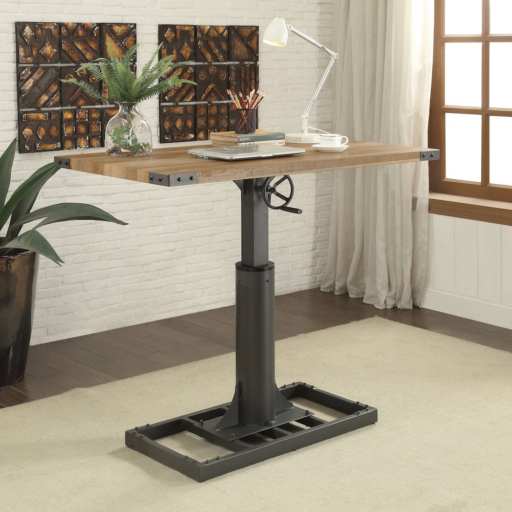 Ziaz Metal Adjustable Standing Desk with USB in Sand Black. Picture 3