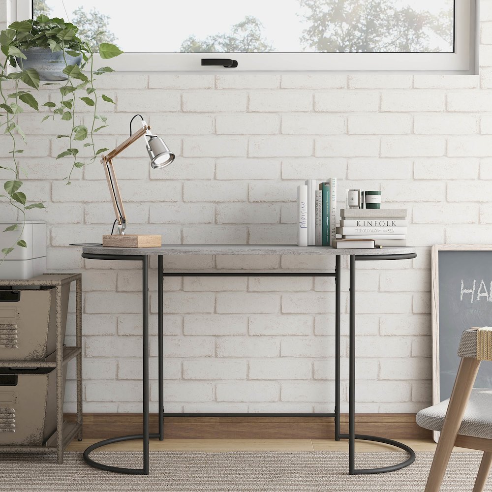 Wasiri Wood Writing Desk in Black and Light Gray. Picture 4