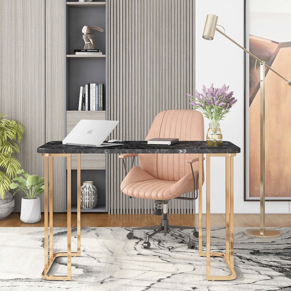 Trentin Contemporary Metal Writing Desk with USB. Picture 4