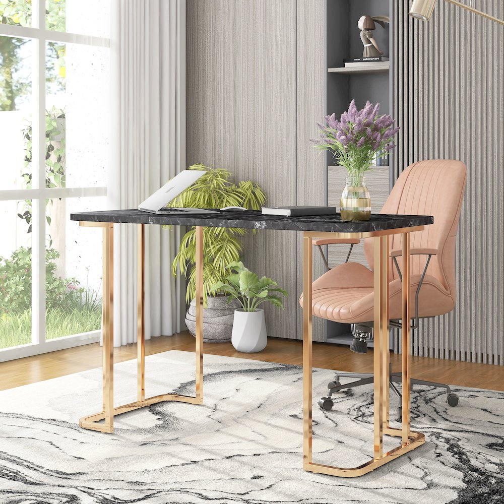 Trentin Contemporary Metal Writing Desk with USB. Picture 5