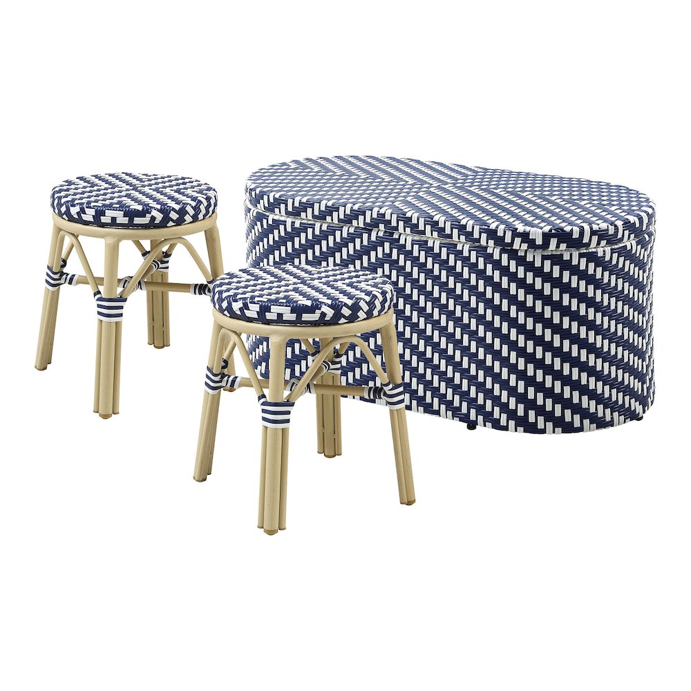 Pagler Aluminum 3pc Wicker Patio Coffee Table and Stool Set. Picture 1