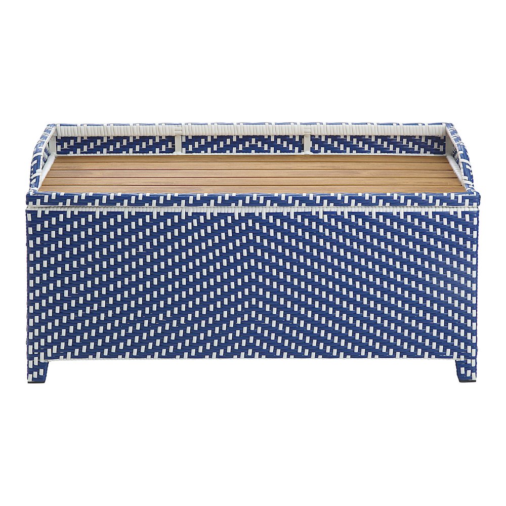 Azur Poolside Outdoor Wicker Metal Storage Bench. Picture 2