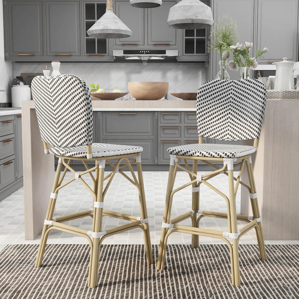 Adino Aluminum Woven Seat Patio Bar Chair (Set of 2). Picture 4