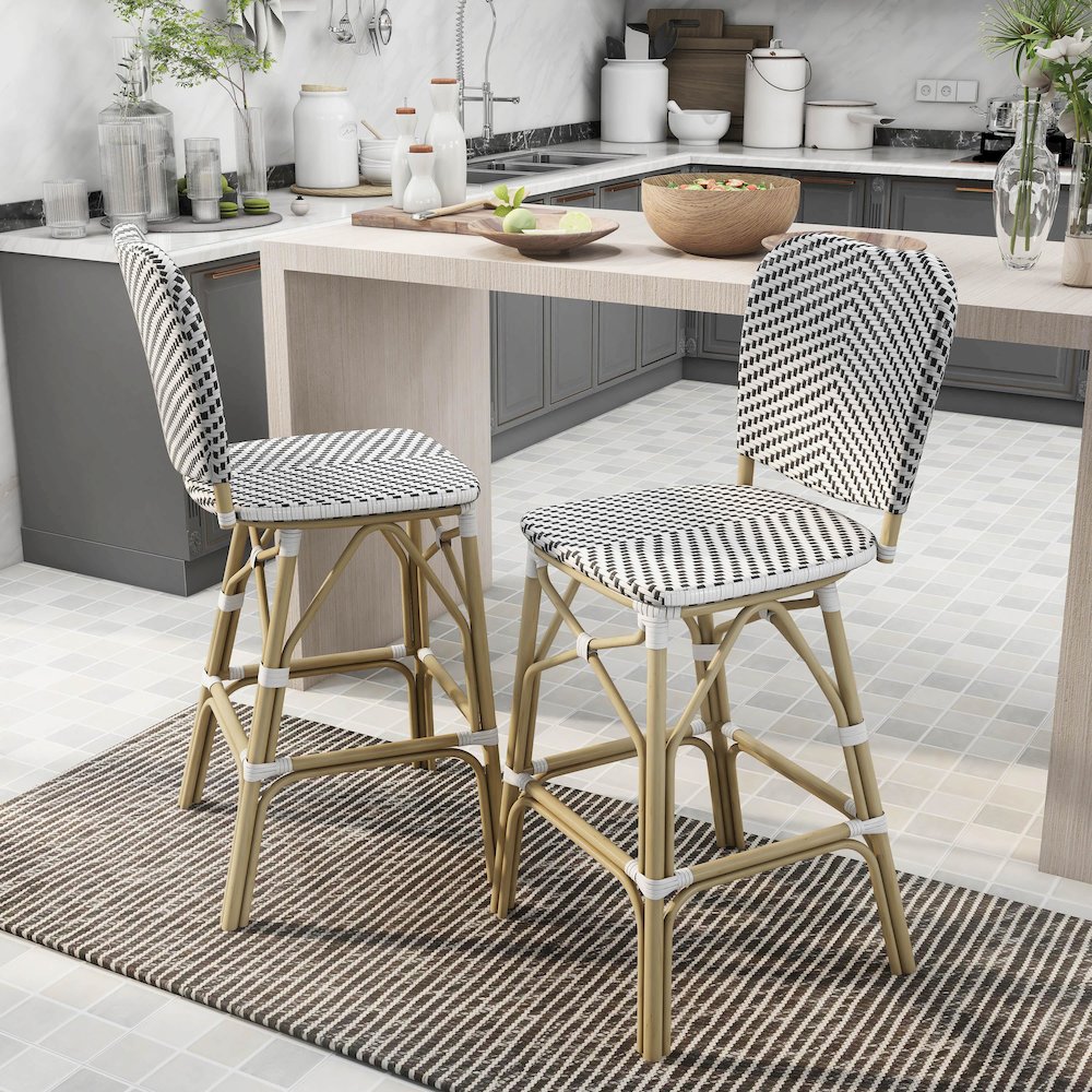 Adino Aluminum Woven Seat Patio Bar Chair (Set of 2). Picture 5