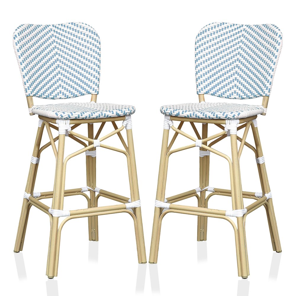 Adino Aluminum Woven Seat Patio Bar Chair (Set of 2). Picture 1