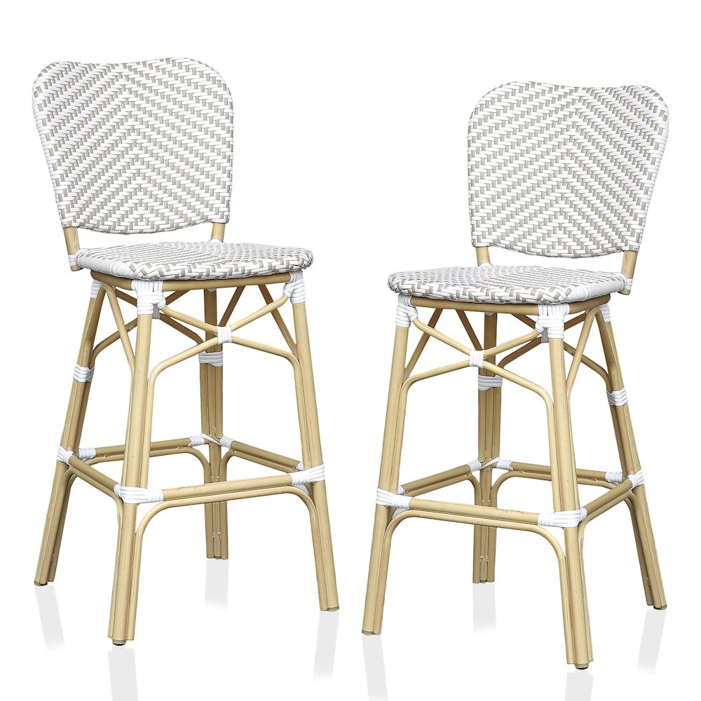 Adino Aluminum Woven Seat Patio Bar Chair (Set of 2). Picture 1