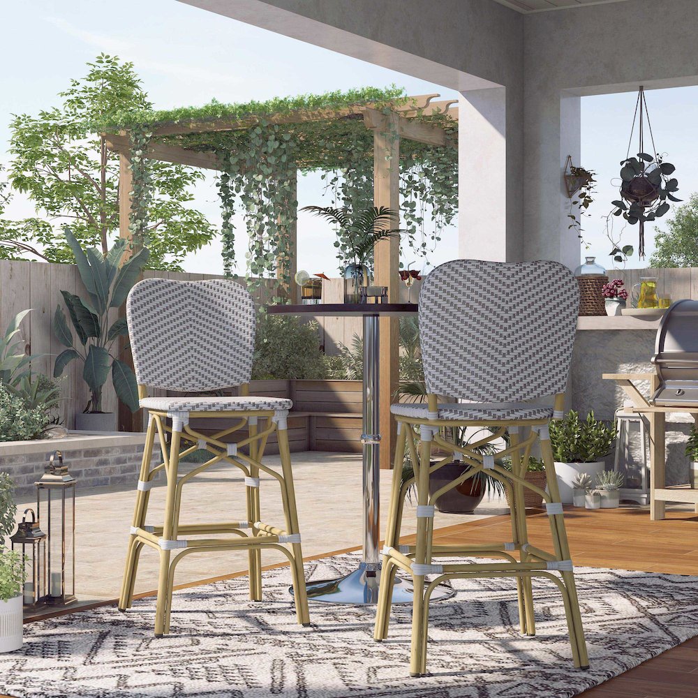 Adino Aluminum Woven Seat Patio Bar Chair (Set of 2). Picture 4