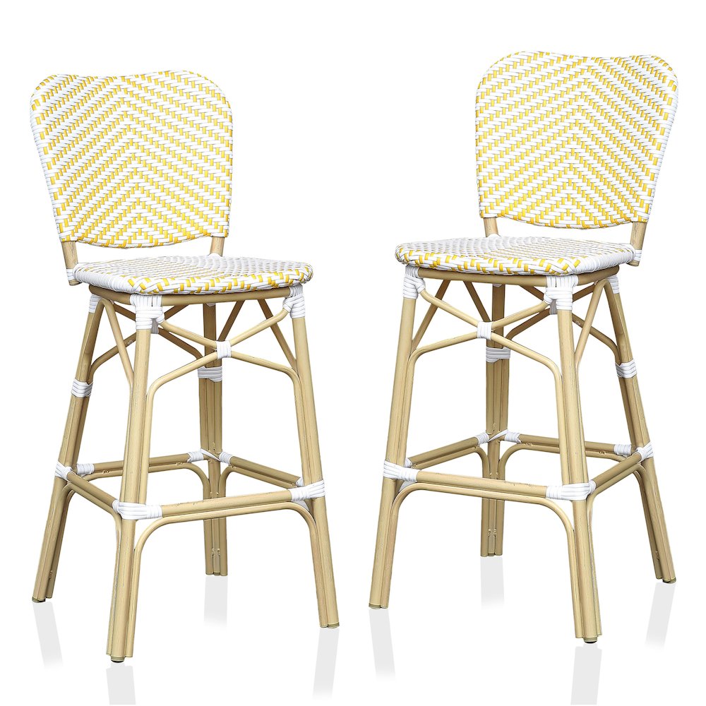 Adino Aluminum Woven Seat Patio Bar Chair (Set of 2). Picture 1
