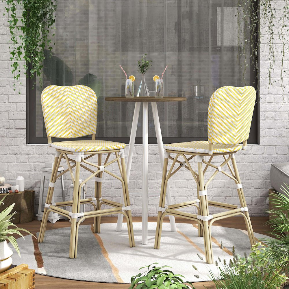 Adino Aluminum Woven Seat Patio Bar Chair (Set of 2). Picture 4