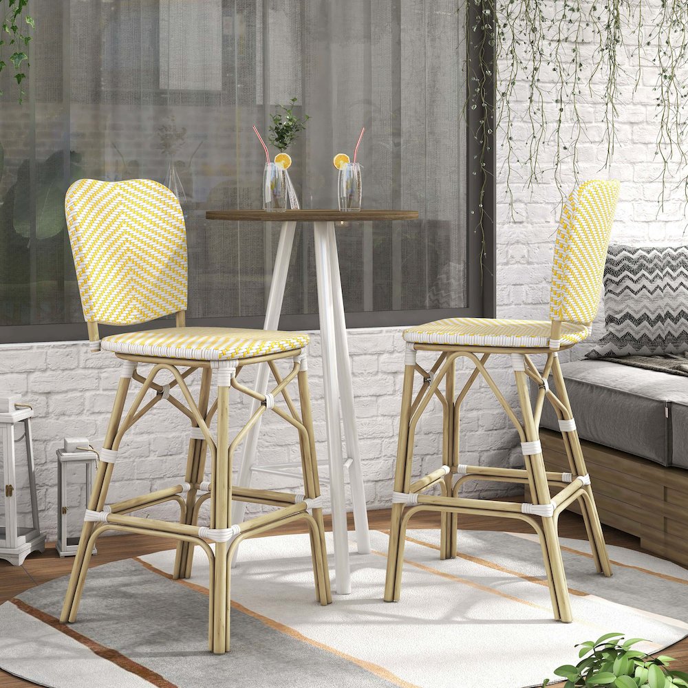 Adino Aluminum Woven Seat Patio Bar Chair (Set of 2). Picture 5