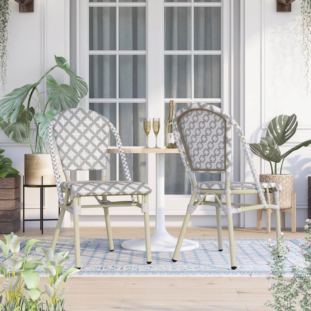 Misea Transitional Aluminum Woven Patio Chair (Set of 2). Picture 4