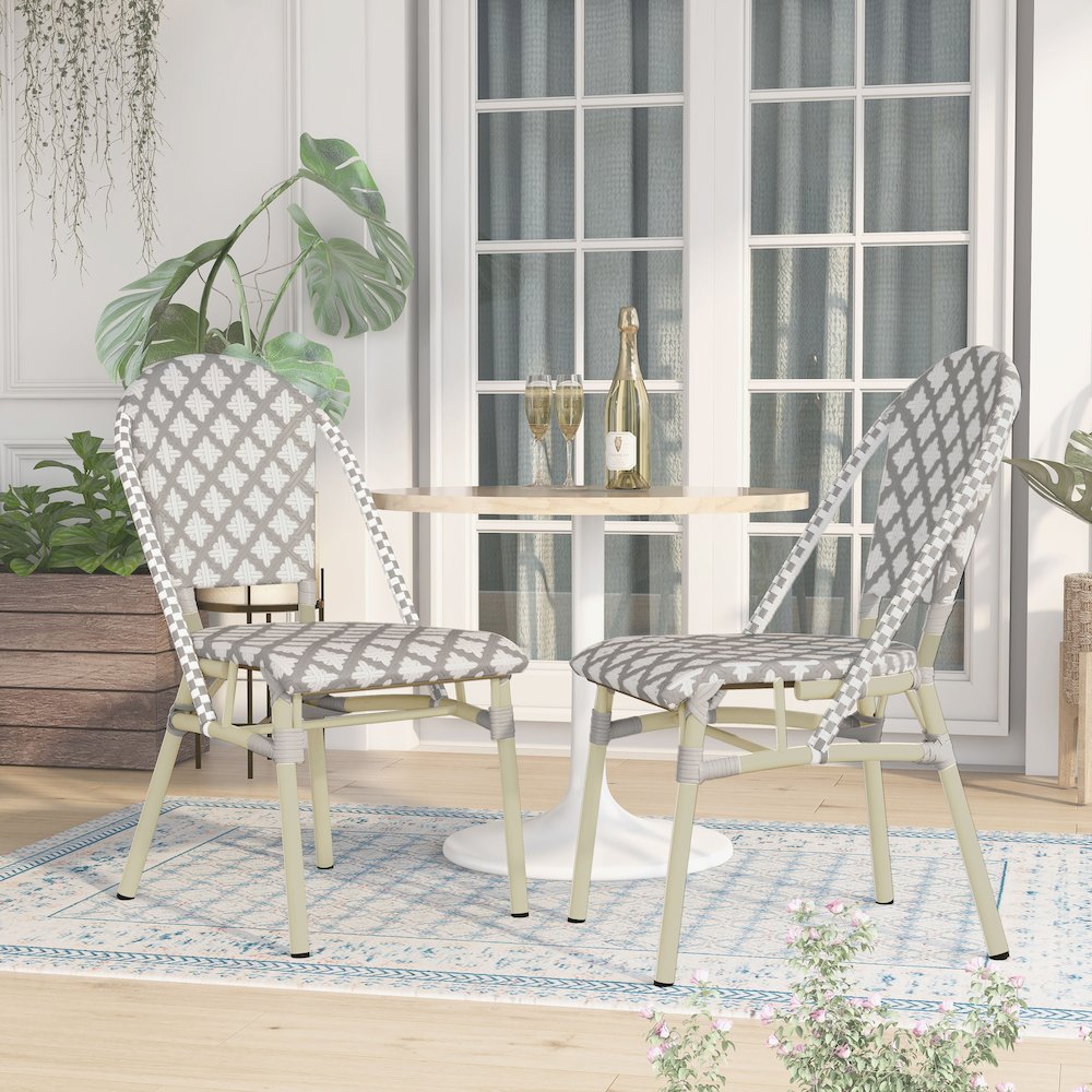 Misea Transitional Aluminum Woven Patio Chair (Set of 2). Picture 5