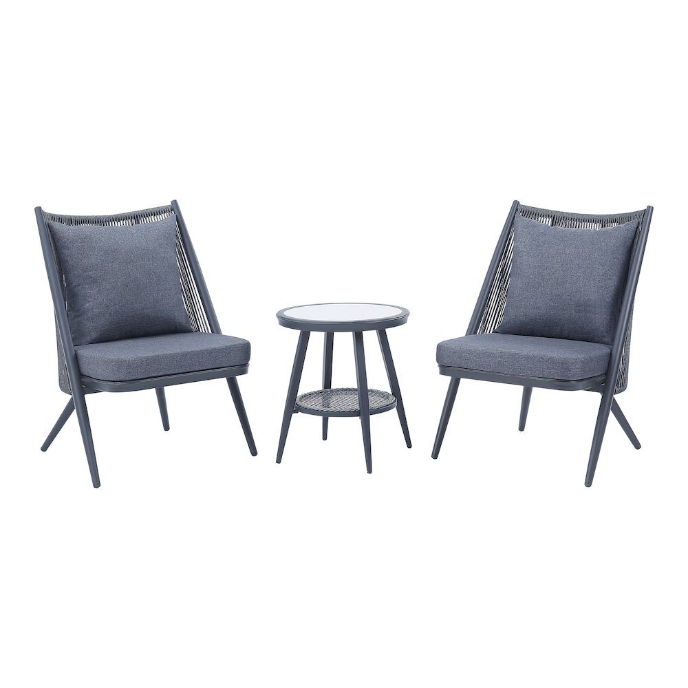 Chauncy Aluminum 3-Piece Outdoor Bistro Set in Gray. Picture 1