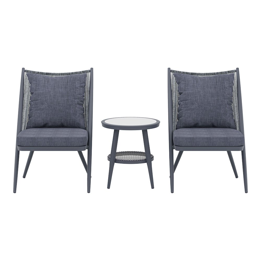 Chauncy Aluminum 3-Piece Outdoor Bistro Set in Gray. Picture 2