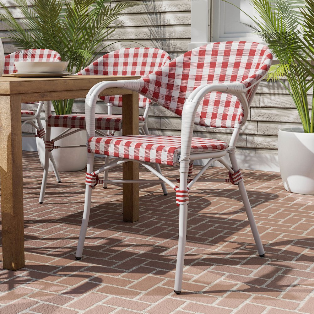 Tidez French Aluminum Patio Arm Chair (Set of 2). Picture 4