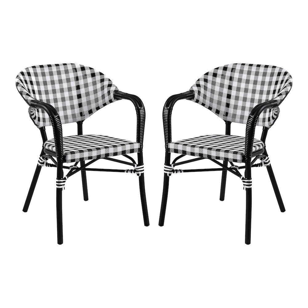 Tidez French Aluminum Patio Arm Chair (Set of 2). Picture 1