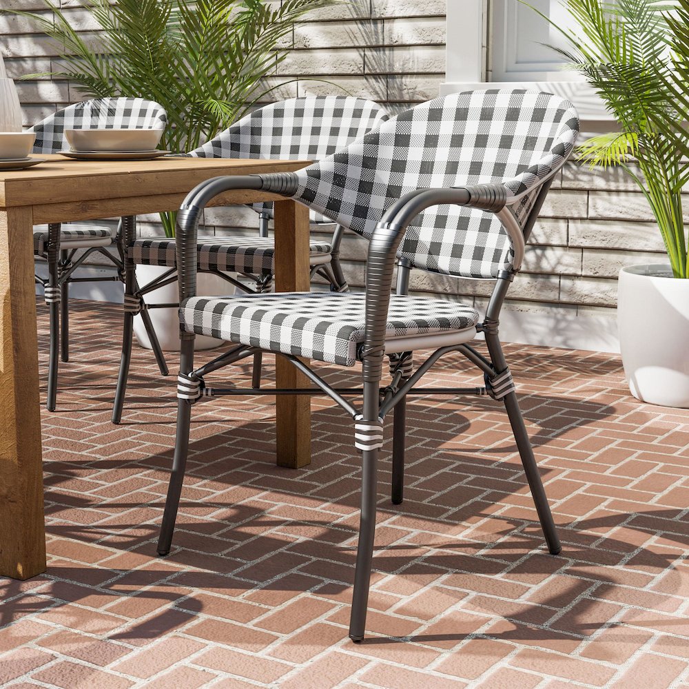 Tidez French Aluminum Patio Arm Chair (Set of 2). Picture 4