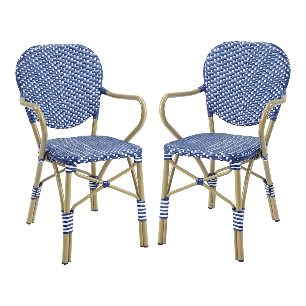 Hamner French Aluminum Patio Armchair in Blue (Set of 2). Picture 1