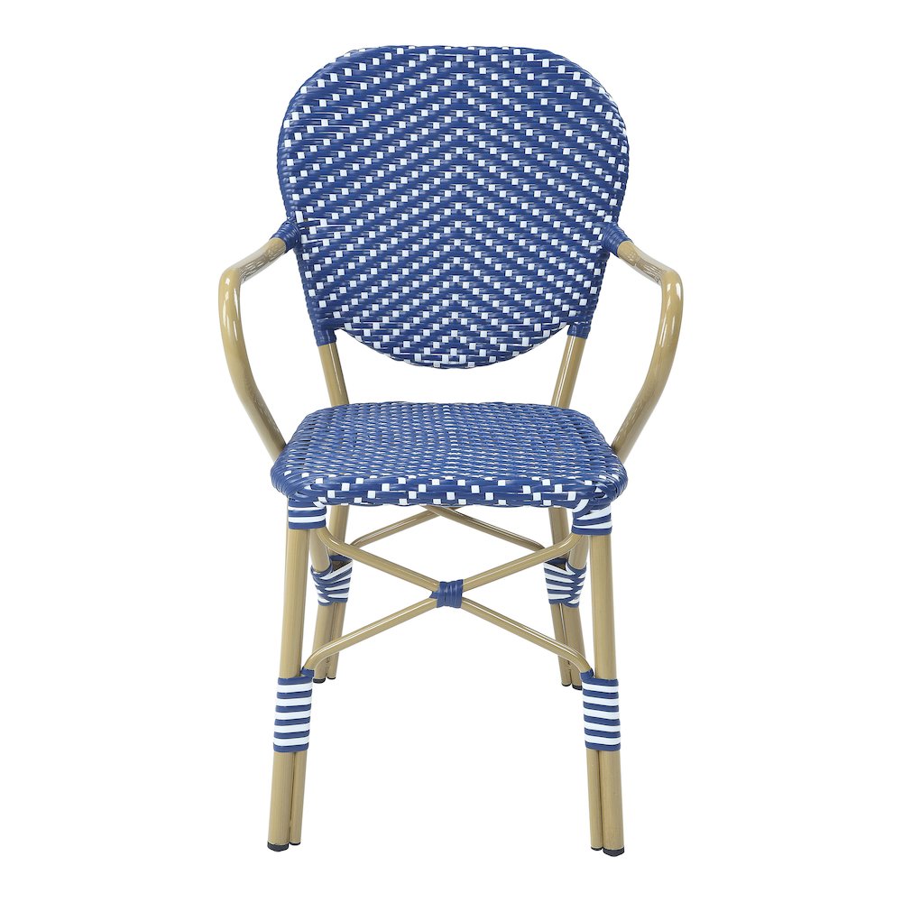Hamner French Aluminum Patio Armchair in Blue (Set of 2). Picture 2