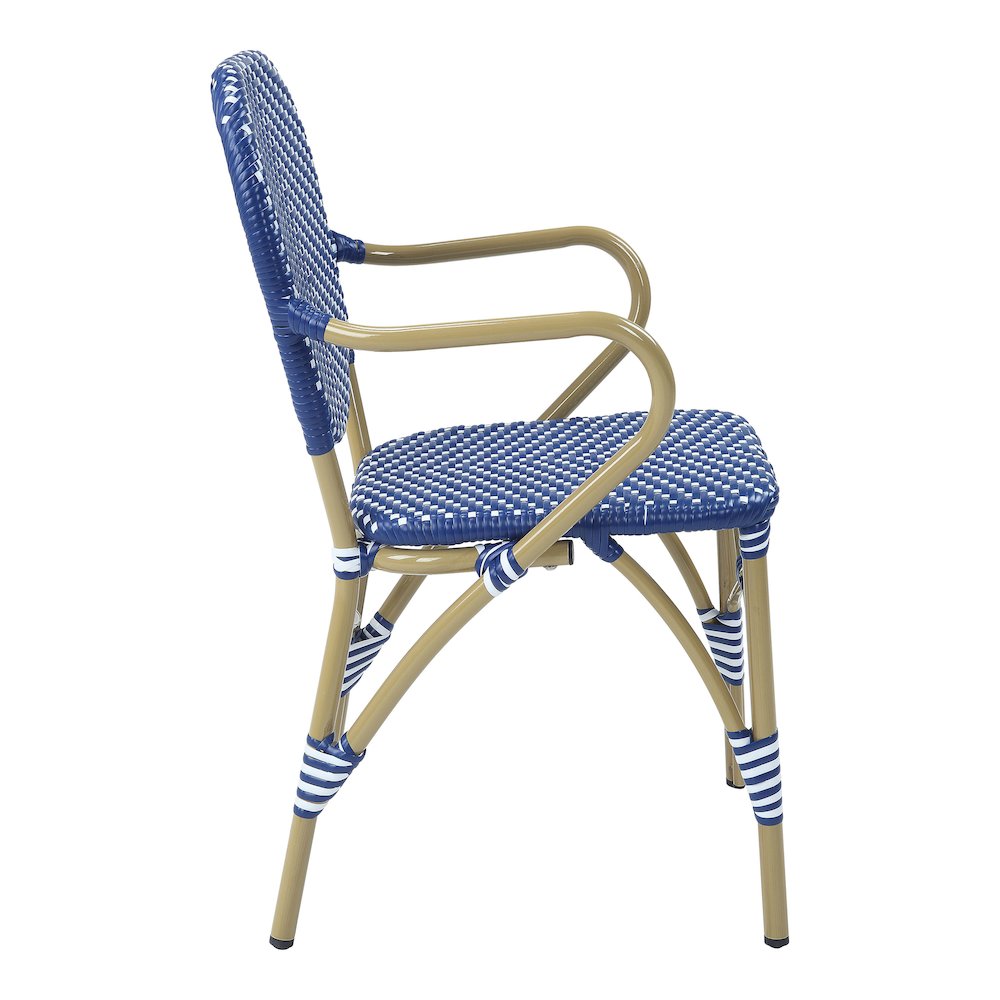 Hamner French Aluminum Patio Armchair in Blue (Set of 2). Picture 3