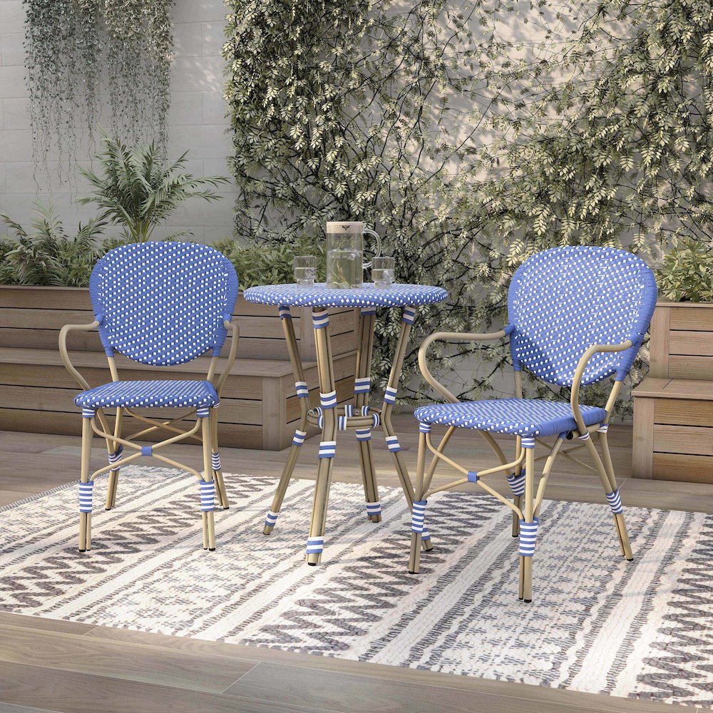 Hamner Aluminum 3-Piece Outdoor Bistro Table and Chair Set. Picture 4