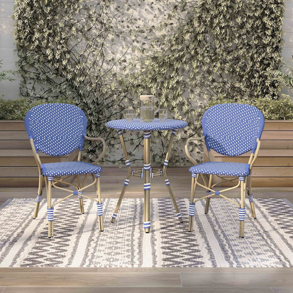 Hamner Aluminum 3-Piece Outdoor Bistro Table and Chair Set. Picture 5