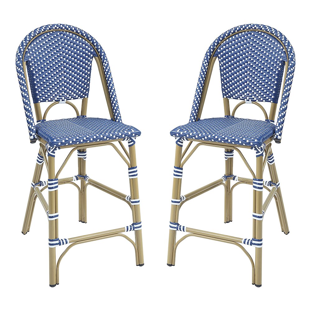 Reo Aluminum Patio Counter Dining Chair in Blue (Set of 2). Picture 1