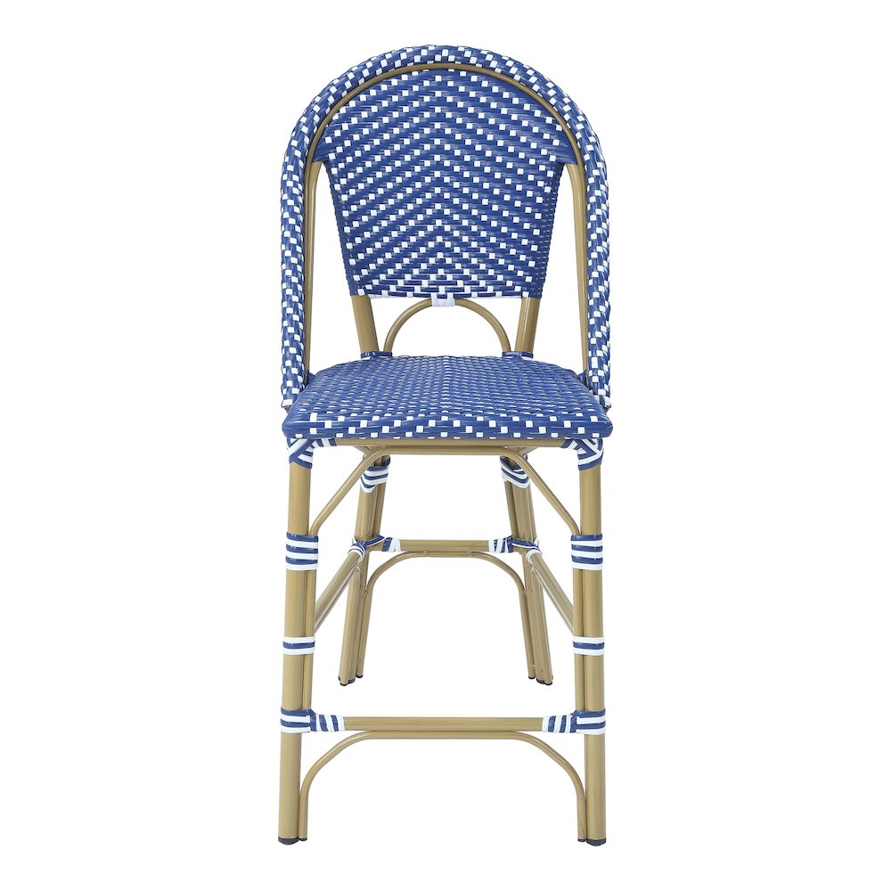 Reo Aluminum Patio Counter Dining Chair in Blue (Set of 2). Picture 2