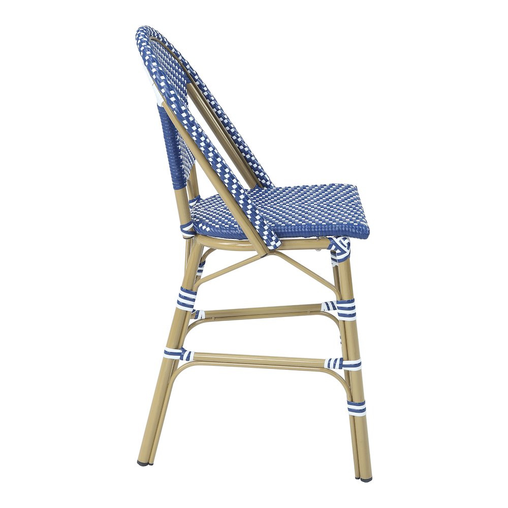 Reo Aluminum Patio Counter Dining Chair in Blue (Set of 2). Picture 3