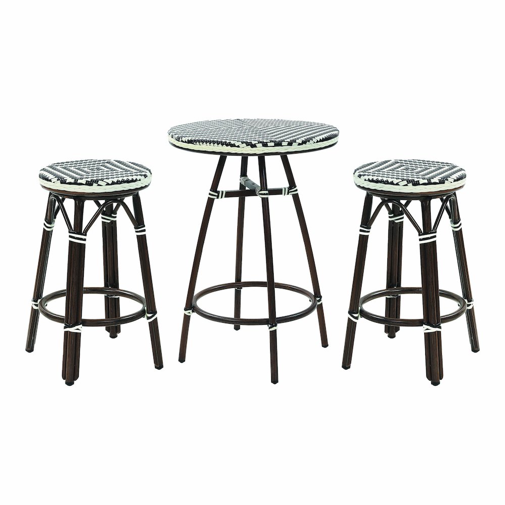 Saginaw Aluminum 3-Piece Patio Dining Table Set in Brown. Picture 1