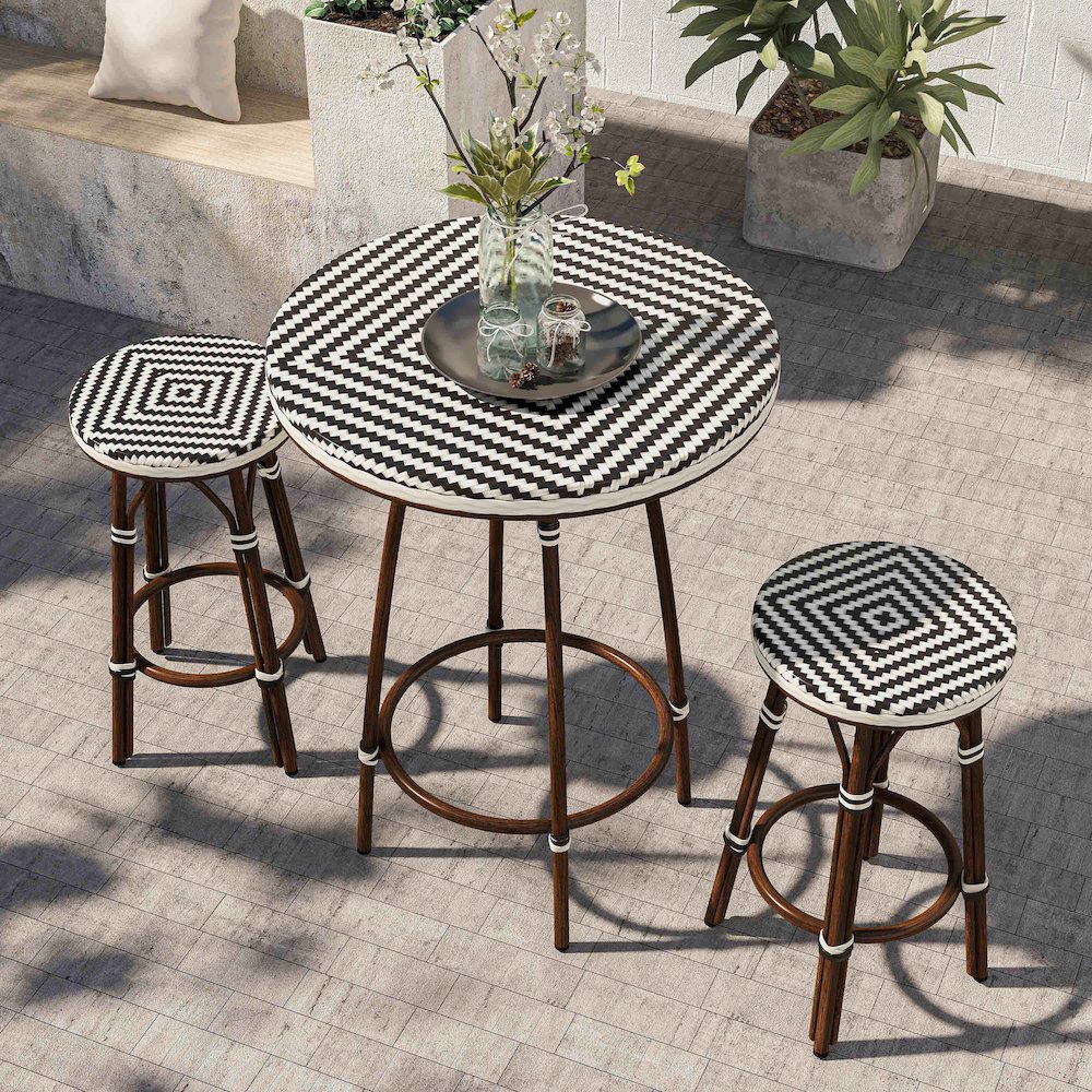 Saginaw Aluminum 3-Piece Patio Dining Table Set in Brown. Picture 5