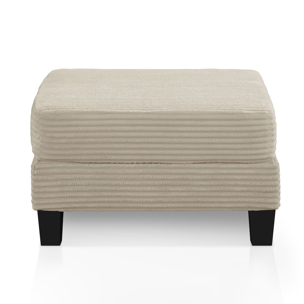 Reese Wood Frame Chenille Storage Ottoman, Beige. Picture 2