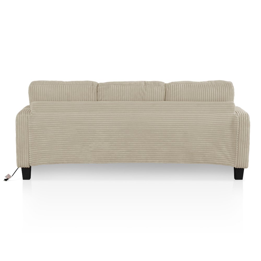 Reese Chenille Sofa with Cup Holders and USBs, Beige. Picture 3