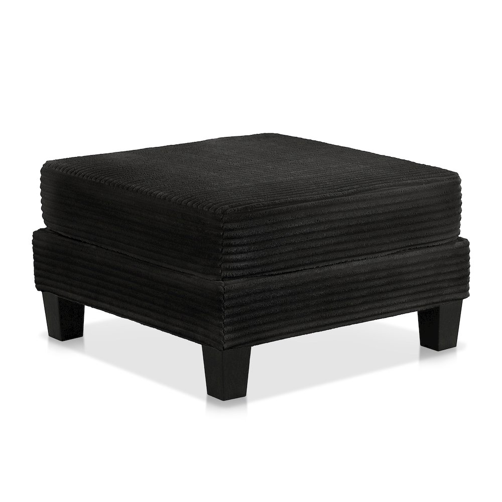 Reese Wood Frame Chenille Storage Ottoman, Black. Picture 1