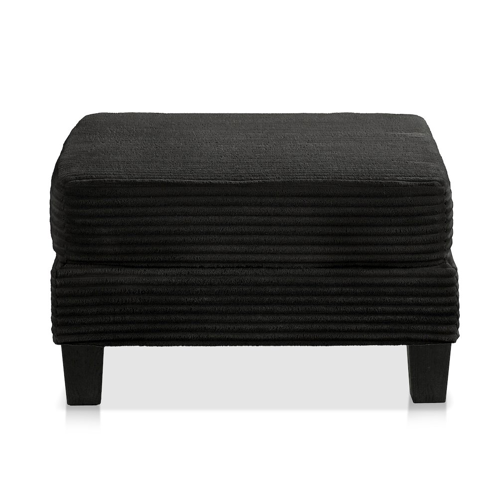 Reese Wood Frame Chenille Storage Ottoman, Black. Picture 2