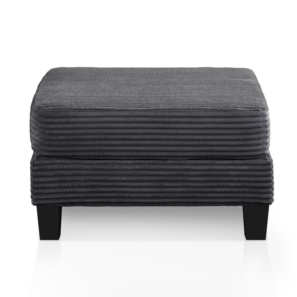 Reese Wood Frame Chenille Storage Ottoman, Grey. Picture 2