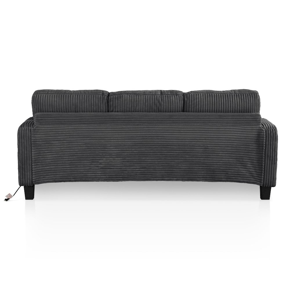 Reese Chenille Sofa with Cup Holders and USBs, Grey. Picture 3