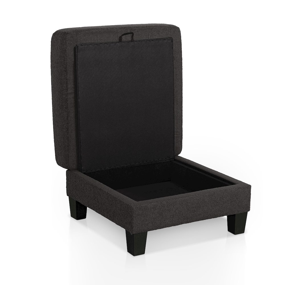 Reese Wood Frame Fabric Storage Ottoman, Grey. Picture 2