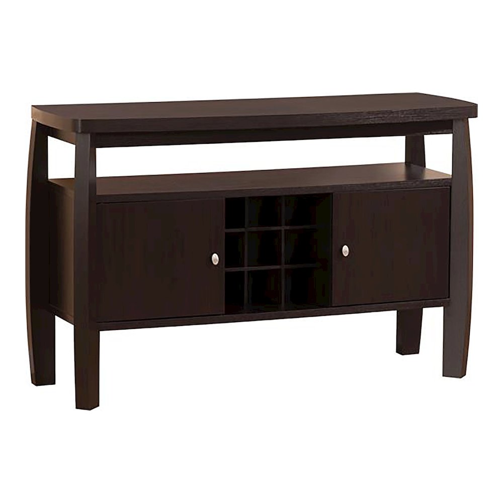 Mendota Wood Buffet Table with Wine Rack in Espresso. Picture 2