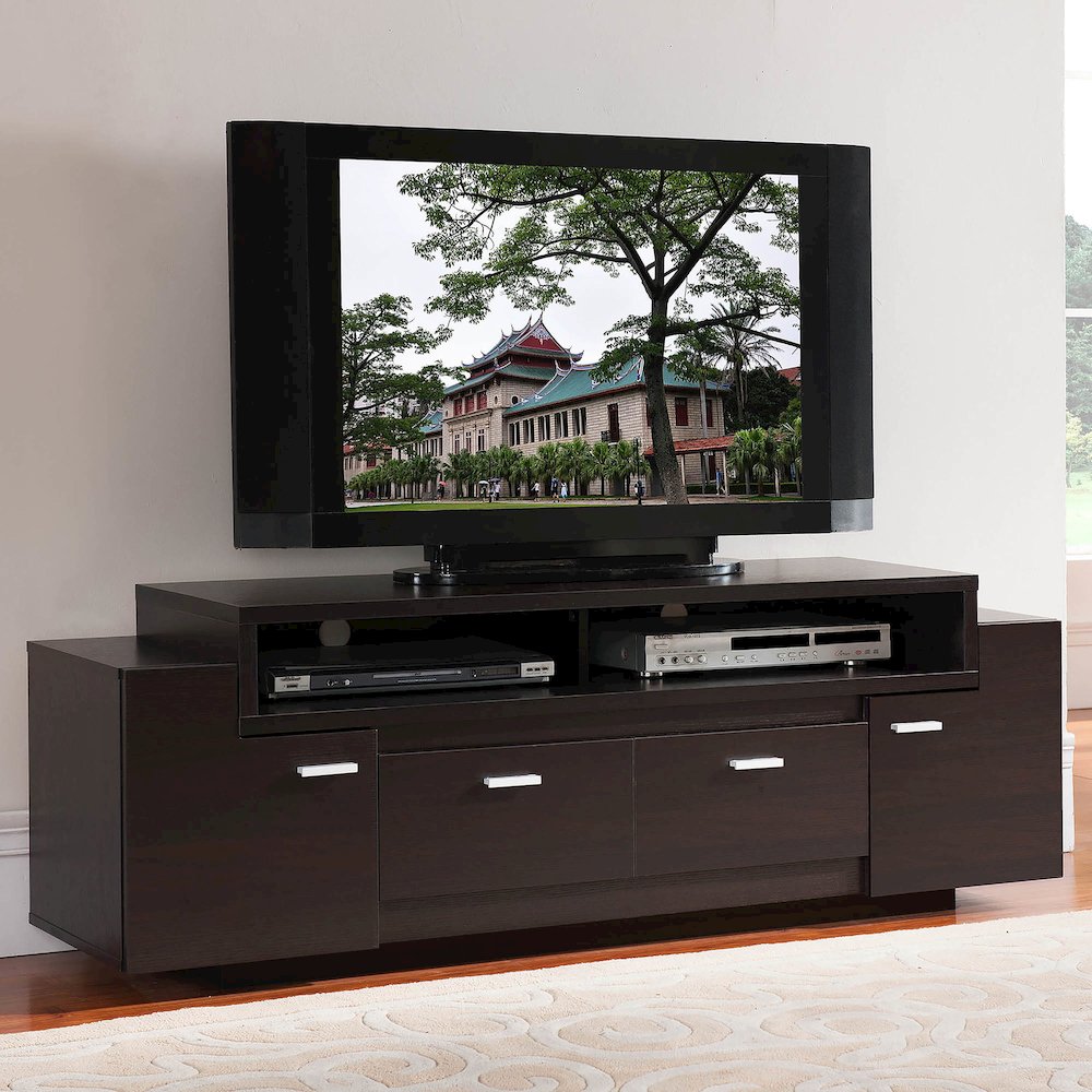 Santex Contemporary Wood 60-Inch TV Stand in Cappuccino. Picture 4
