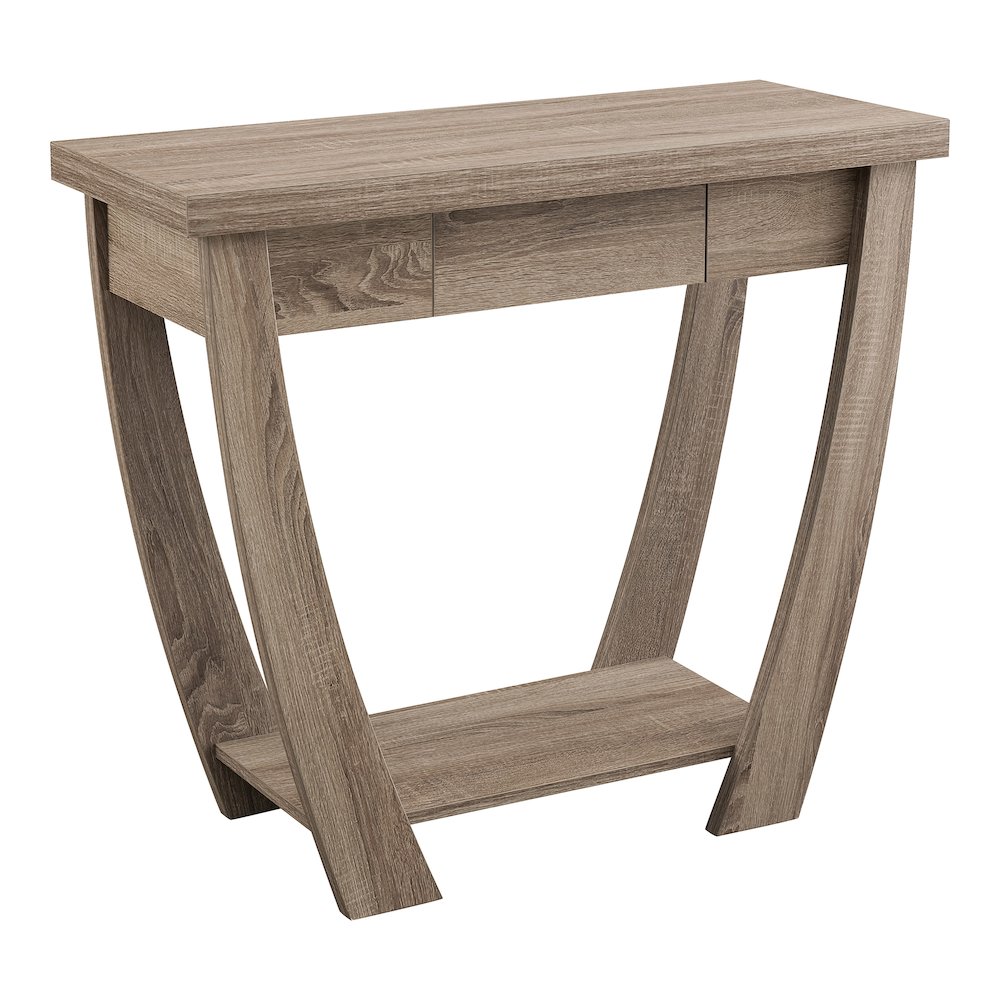 Quaint Modern Wood 1-Drawer Console Table in Light Oak. Picture 1