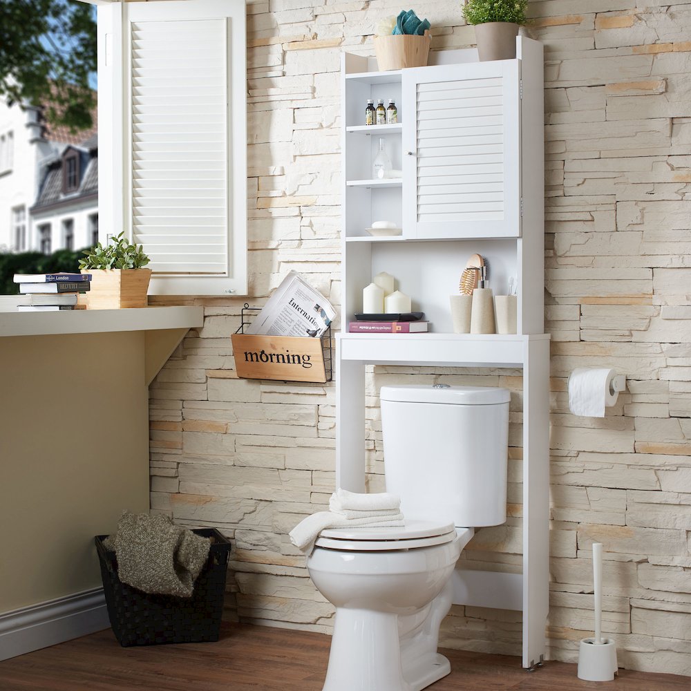 Daza Modern Wood Bathroom Space Saving Cabinet in White. Picture 3