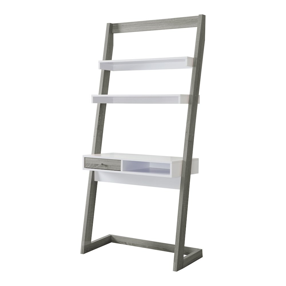 Lazlo Wood Writing Desk with Shelves in Distressed Gray. Picture 1