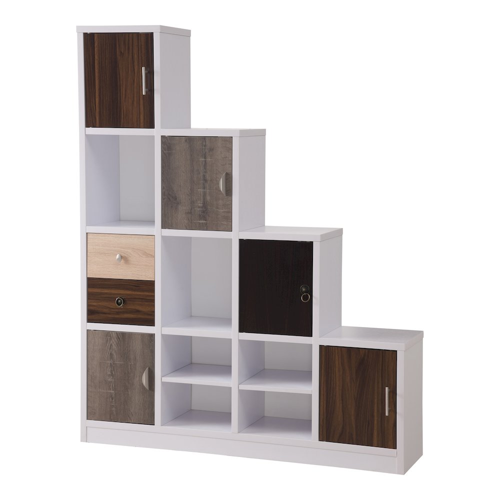 Newark Contemporary Wood Multi-Cube Bookcase in White. Picture 1