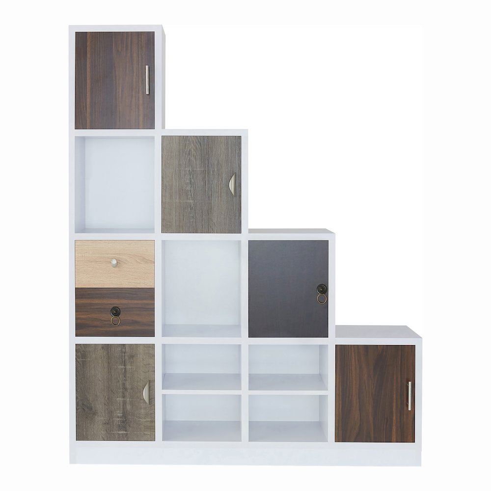 Newark Contemporary Wood Multi-Cube Bookcase in White. Picture 2