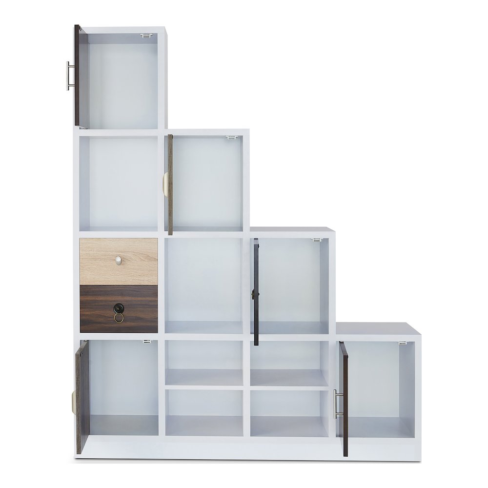 Newark Contemporary Wood Multi-Cube Bookcase in White. Picture 3
