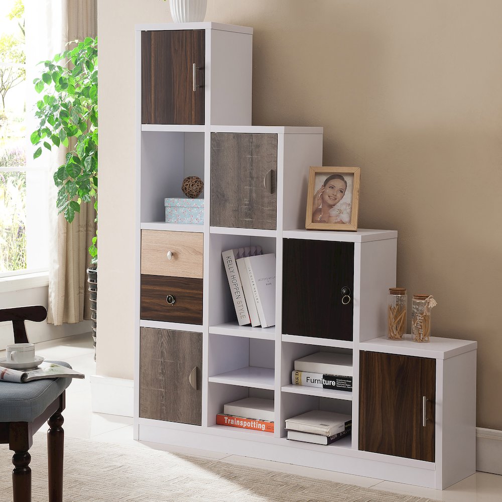 Newark Contemporary Wood Multi-Cube Bookcase in White. Picture 4